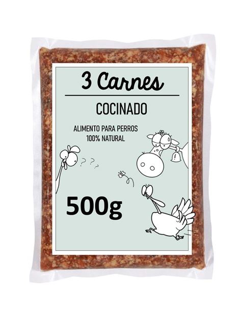 Foto de MENÚ TRES CARNES COCINADO 10 kilos para perros